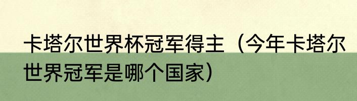 卡塔尔世界杯冠军得主（今年卡塔尔世界冠军是哪个国家）
