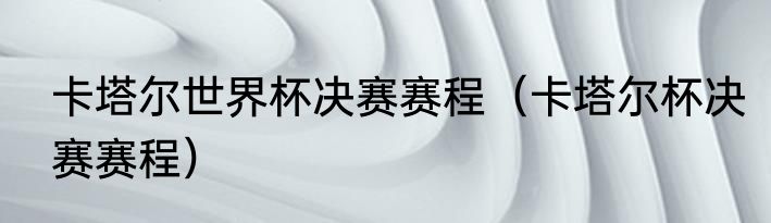 卡塔尔世界杯决赛赛程（卡塔尔杯决赛赛程）