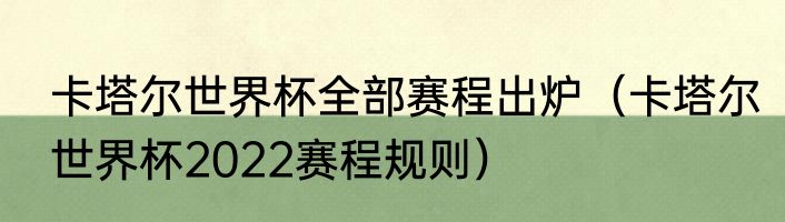 卡塔尔世界杯全部赛程出炉（卡塔尔世界杯2022赛程规则）