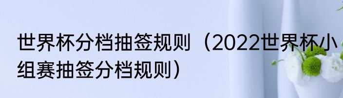 世界杯分档抽签规则（2022世界杯小组赛抽签分档规则）
