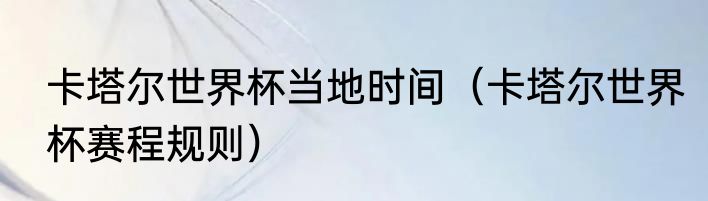 卡塔尔世界杯当地时间（卡塔尔世界杯赛程规则）