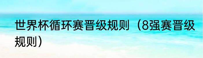 世界杯循环赛晋级规则（8强赛晋级规则）