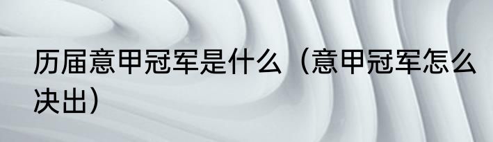 历届意甲冠军是什么（意甲冠军怎么决出）