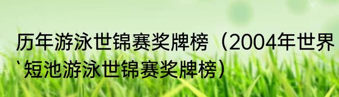 历年游泳世锦赛奖牌榜（2004年世界`短池游泳世锦赛奖牌榜）
