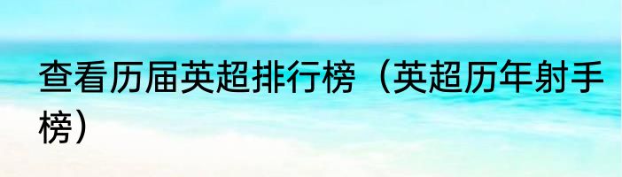 查看历届英超排行榜（英超历年射手榜）