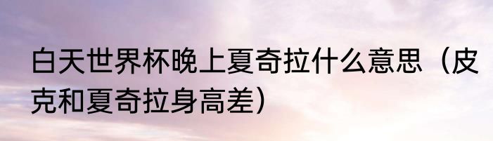 白天世界杯晚上夏奇拉什么意思（皮克和夏奇拉身高差）