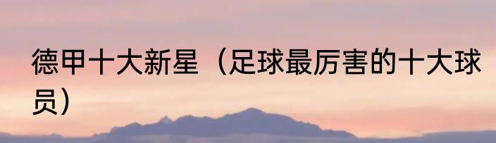 德甲十大新星（足球最厉害的十大球员）