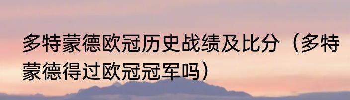 多特蒙德欧冠历史战绩及比分（多特蒙德得过欧冠冠军吗）