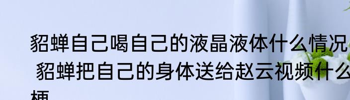 貂蝉自己喝自己的液晶液体什么情况   貂蝉把自己的身体送给赵云视频什么梗
