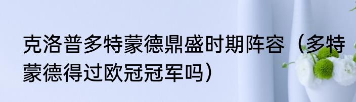 克洛普多特蒙德鼎盛时期阵容（多特蒙德得过欧冠冠军吗）