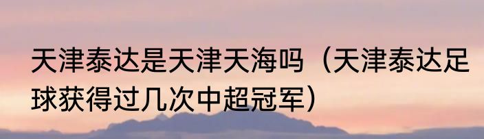天津泰达是天津天海吗（天津泰达足球获得过几次中超冠军）