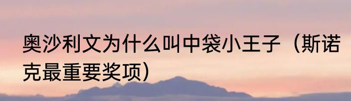 奥沙利文为什么叫中袋小王子（斯诺克最重要奖项）