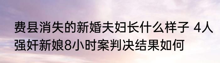 费县消失的新婚夫妇长什么样子 4人强奸新娘8小时案判决结果如何