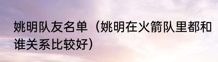 姚明队友名单（姚明在火箭队里都和谁关系比较好）