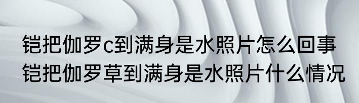 铠把伽罗c到满身是水照片怎么回事  铠把伽罗草到满身是水照片什么情况