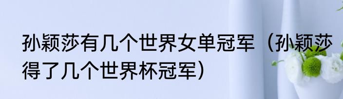 孙颖莎有几个世界女单冠军（孙颖莎得了几个世界杯冠军）