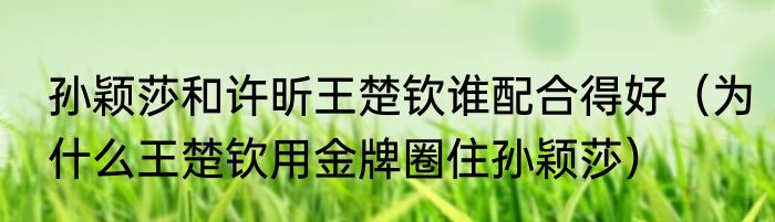 孙颖莎和许昕王楚钦谁配合得好（为什么王楚钦用金牌圈住孙颖莎）