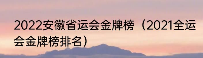 2022安徽省运会金牌榜（2021全运会金牌榜排名）