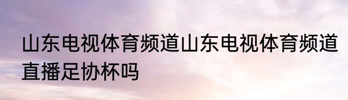 山东电视体育频道山东电视体育频道直播足协杯吗