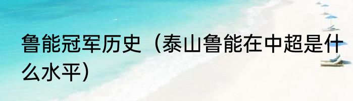 鲁能冠军历史（泰山鲁能在中超是什么水平）