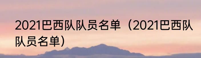 2021巴西队队员名单（2021巴西队队员名单）