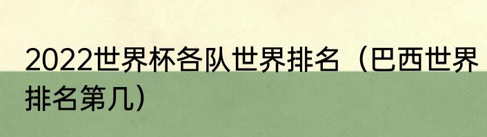 2022世界杯各队世界排名（巴西世界排名第几）