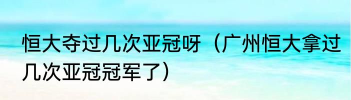 恒大夺过几次亚冠呀（广州恒大拿过几次亚冠冠军了）