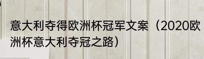 意大利夺得欧洲杯冠军文案（2020欧洲杯意大利夺冠之路）