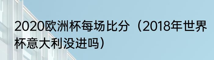 2020欧洲杯每场比分（2018年世界杯意大利没进吗）