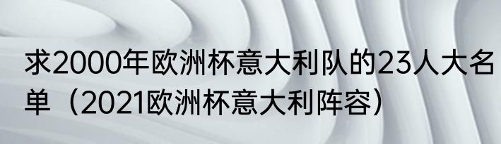 求2000年欧洲杯意大利队的23人大名单（2021欧洲杯意大利阵容）