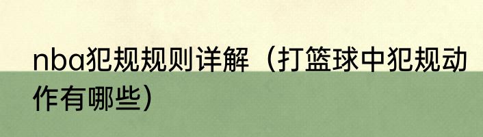 nba犯规规则详解（打篮球中犯规动作有哪些）