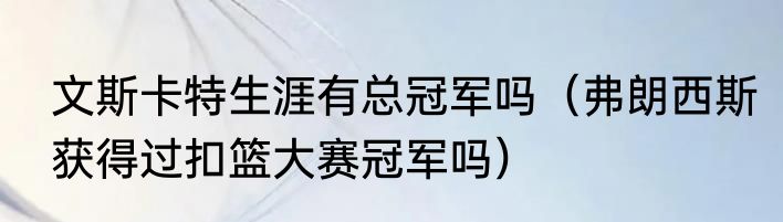 文斯卡特生涯有总冠军吗（弗朗西斯获得过扣篮大赛冠军吗）