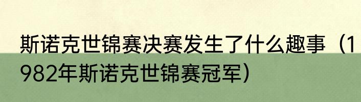 斯诺克世锦赛决赛发生了什么趣事（1982年斯诺克世锦赛冠军）
