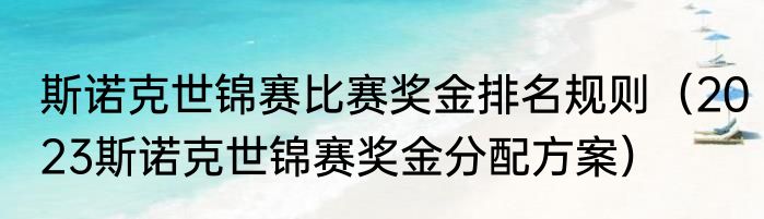 斯诺克世锦赛比赛奖金排名规则（2023斯诺克世锦赛奖金分配方案）