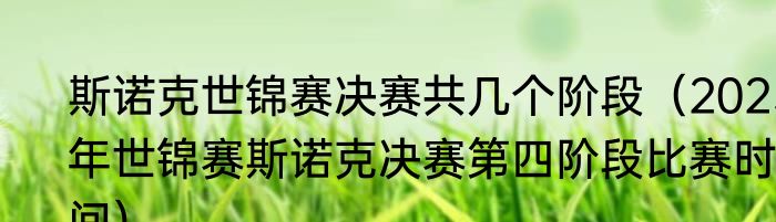斯诺克世锦赛决赛共几个阶段（2023年世锦赛斯诺克决赛第四阶段比赛时间）