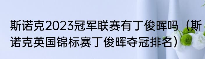 斯诺克2023冠军联赛有丁俊晖吗（斯诺克英国锦标赛丁俊晖夺冠排名）