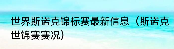世界斯诺克锦标赛最新信息（斯诺克世锦赛赛况）