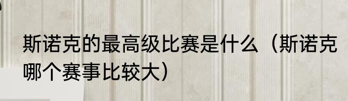 斯诺克的最高级比赛是什么（斯诺克哪个赛事比较大）