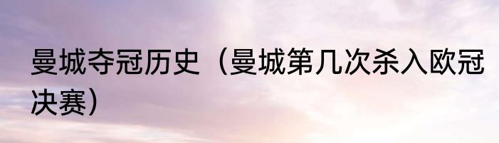 曼城夺冠历史（曼城第几次杀入欧冠决赛）