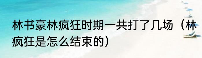 林书豪林疯狂时期一共打了几场（林疯狂是怎么结束的）