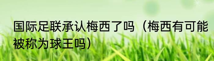 国际足联承认梅西了吗（梅西有可能被称为球王吗）