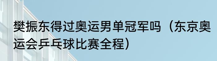 樊振东得过奥运男单冠军吗（东京奥运会乒乓球比赛全程）