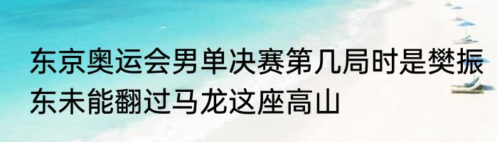 东京奥运会男单决赛第几局时是樊振东未能翻过马龙这座高山