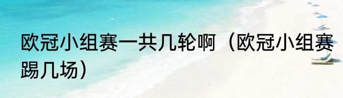 欧冠小组赛一共几轮啊（欧冠小组赛踢几场）
