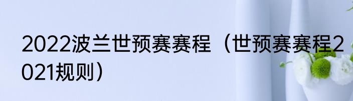 2022波兰世预赛赛程（世预赛赛程2021规则）