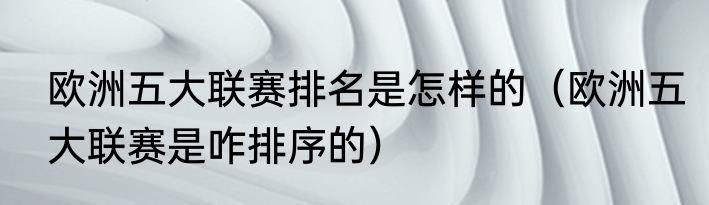 欧洲五大联赛排名是怎样的（欧洲五大联赛是咋排序的）