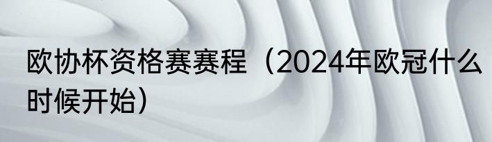 欧协杯资格赛赛程（2024年欧冠什么时候开始）