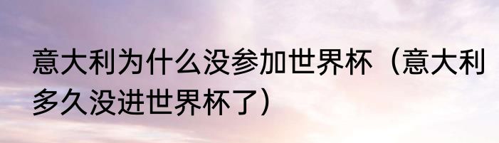 意大利为什么没参加世界杯（意大利多久没进世界杯了）