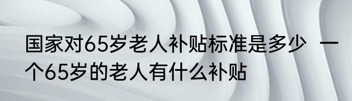 国家对65岁老人补贴标准是多少  一个65岁的老人有什么补贴