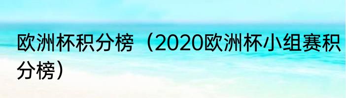 欧洲杯积分榜（2020欧洲杯小组赛积分榜）